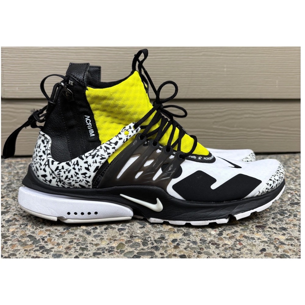 Nike Air Presto Mid‎ Acronym Dynamic Yellow Black White AH7832-100 Men's 10